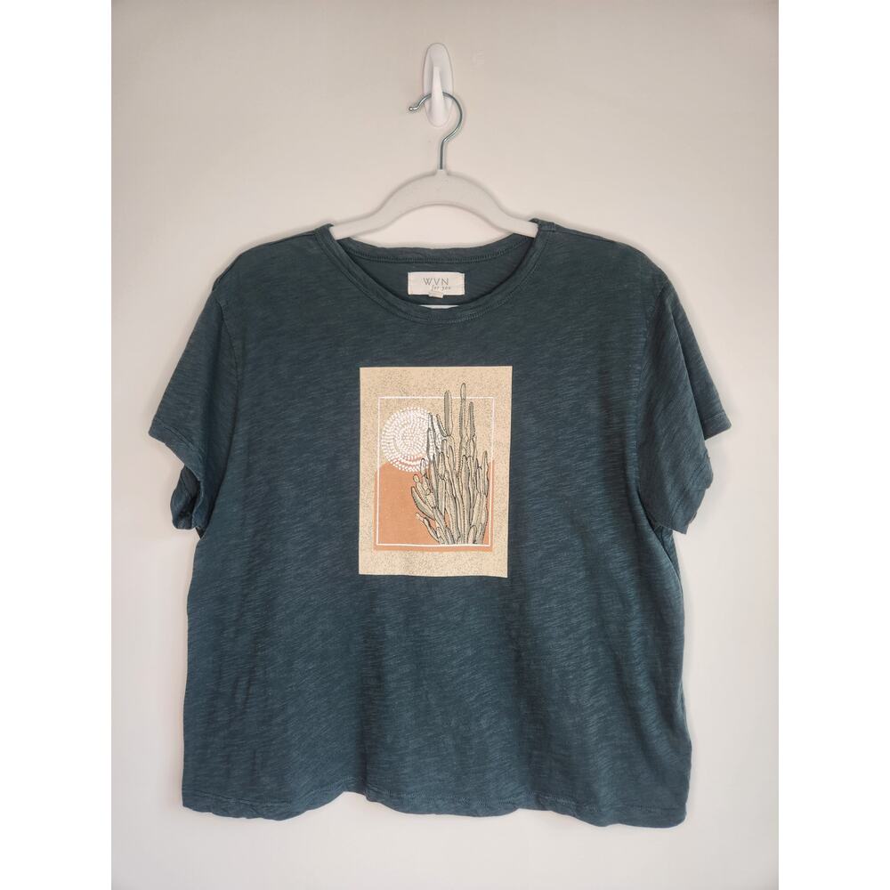WVN Deep Green Cactus Cropped T Shirt